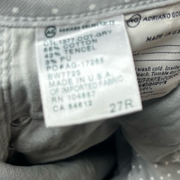 AG Adriano Goldschmied Jeans Womens 27 Stevie Ankle Slim Straight Gray Polka Dot - Picture 12 of 16